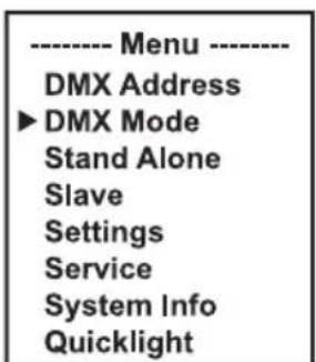 Cameo AZOR W2 - CONFIGURING DMX MODE (DMX MODE) - 1