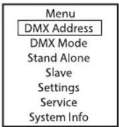 Cameo PIXBAR SMD IP G2 - SETTING DMX START ADDRESS (DMX address) - 1