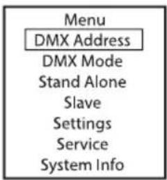 Cameo PIXBAR SMD IP G2 - IMPOSTAZIONE DELL'INDIRIZZO DI AVVIO (DMX Address) - 1
