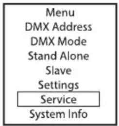 Cameo PIXBAR SMD IP G2 - SERVICE-MENÜ (Service) - 1