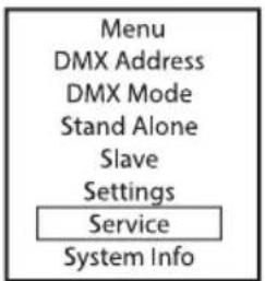 Cameo PIXBAR SMD IP G2 - MENU ASSISTENZA (Service) - 1