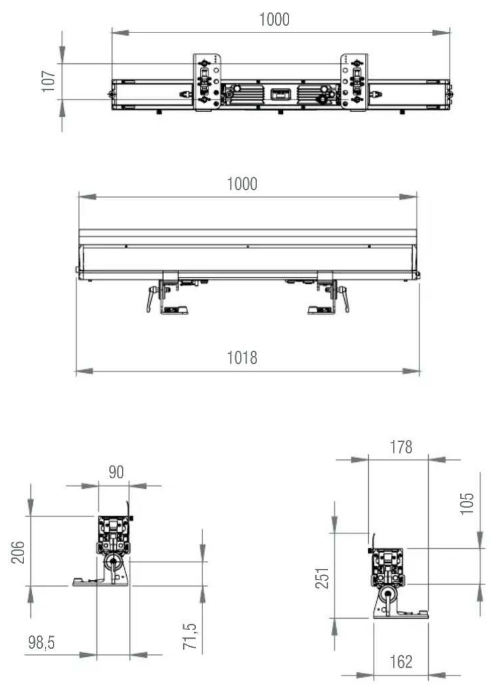 Cameo PIXBAR SMD IP G2 - DIMENSIONS (mm) - 1