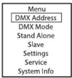 Cameo PIXBAR SMD IP G2 - AJUSTE DE LA DIRECCIÓN INICIAL DMX (DMX Address) - 1