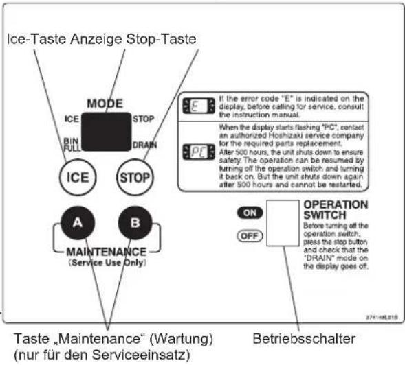 Hoshizaki FM-80KE-HC - MASSNAHMEN FÜR DIE LANGFRISTIGE LAGERUNG DES EISBEREITERS - 1