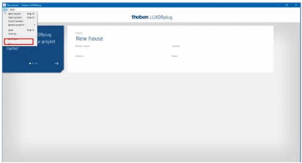 THEBEN LUXORliving M140 24V - Menu « Fichier » - 1