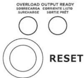 OVERLOAD OUTPUT READY SOBRECARGA CORRIENTE LISTO SURCHARGE SORTIE PRET RESET