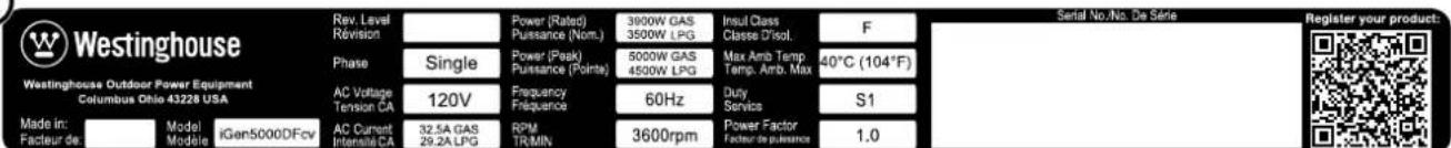 WESTINGHOUSE iGen5000DFcv - UNDERSTANDING THE CO SENSOR'S INDICATOR LIGHTS - 11