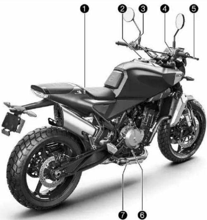 HUSQVARNA 801 Svartpilen (2024) - Vue arrière droite du véhicule (représentation simplifiée) - 1