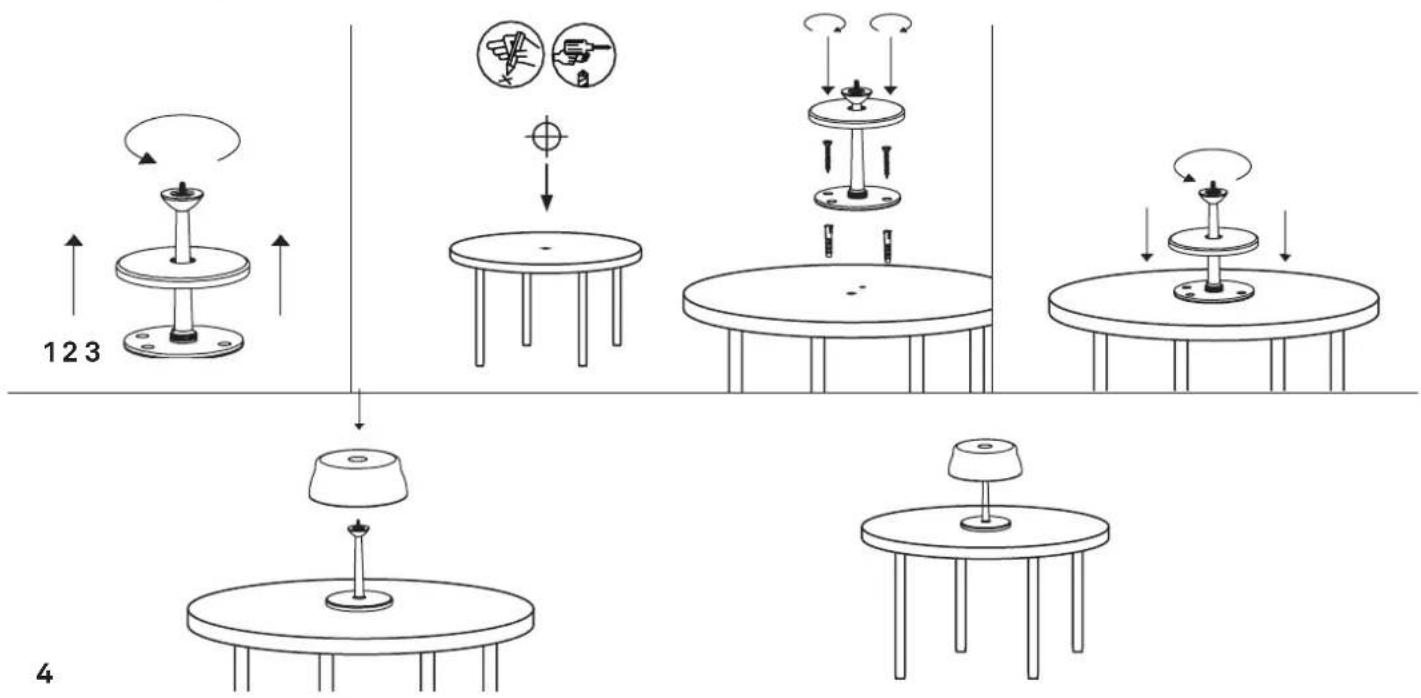 Zafferano Sister Light Mini - Assembly instructions > FIXING KIT TO THE TABLE - 2