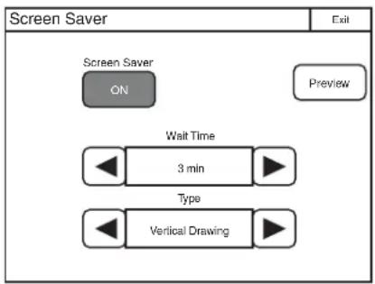 Screen Saver Screen Saver ON Preview Wait Time 3 min Type Vertical Drawing