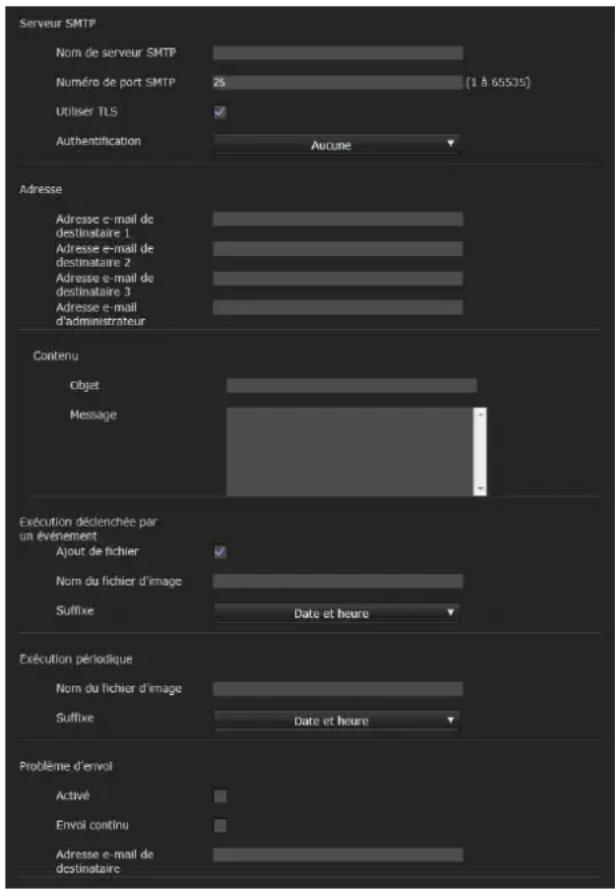 SONY SNC-VM641 - Onglet Transfert par courrier — Paramétrage de la fonction Courrier électronique (SMTP) - 1