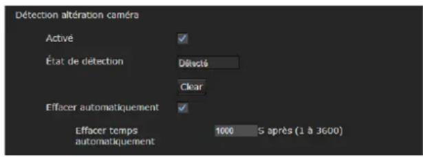 SONY SNC-VM641 - Onglet Détction alterationamera —Réglage de la détction d'alteration de laamera - 1