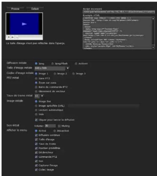 SONY SNC-ZM550 - Onglet Sortie HTML - 1