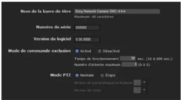 SONY SNC-ZM550 - Configuration du système — Menu Système - 1