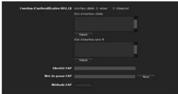 SONY SNC-ZM550 - Onglet Éléments communs — Paramétrage de base de la fonction d'authentication 802.1X - 1