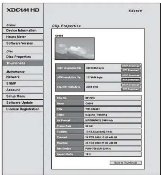 SONY PDW-HR1 - Pour afficher les propriétés de plan - 1