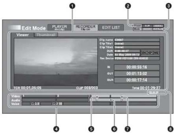 SONY PDW-HR1 - Ecran du mode RECORDER - 1