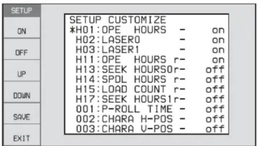 SONY PDW-HR1 - Pour personnaliser l'affichage d'options de menu - 1