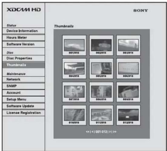 SONY PDW-HR1 - Pour afficher les vignettes de plans - 1