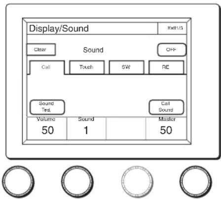 Display/Sound Clear Sound OFF Call Touch SW RE Sound Test Call Sound Volume 50 Sound 1 Msator 50
