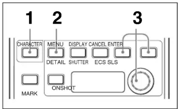1 2 3 CHARACTER MENU DISPLAY CANCEL ENTER DETAIL SHUTTER ECS SLS MARK ONSHOT