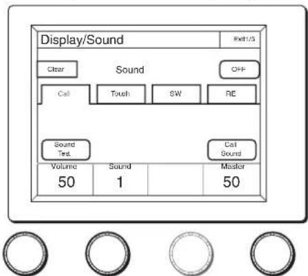 Display/Sound Clear Sound OFF Call Touch SW RE Sound Test Cell Sound Volume Sound Misator 50 1 50