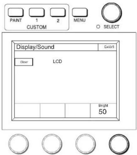 PAINT 1 2 MENU CUSTOM SELECT Display/Sound Exit3/5 Clear LCD Bright 50