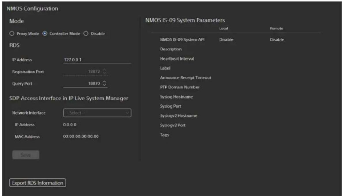 SONY PWS-110NM1 - Configuration des paramètres du système NMOS IS-09 - 1