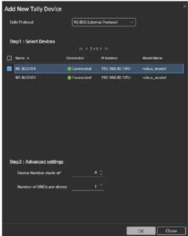 SONY PWS-110NM1 - Lorsque [NS BUS External Protocol] est sélectionné : - 1