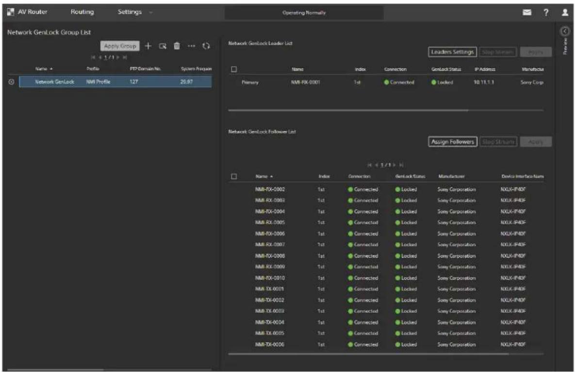 SONY PWS-110NM1 - Enregistrement de groupes de synchronisation (Réglages des groupes Network GenLock) - 1
