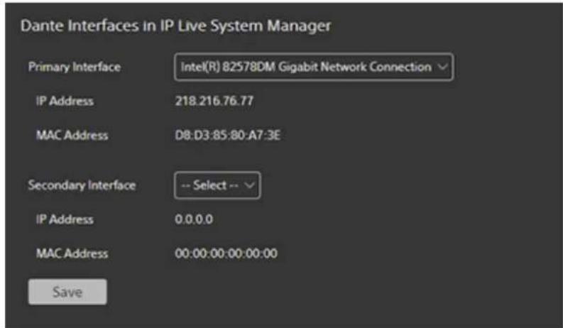 SONY PWS-110NM1 - Configuration des interfaces Dante - 1