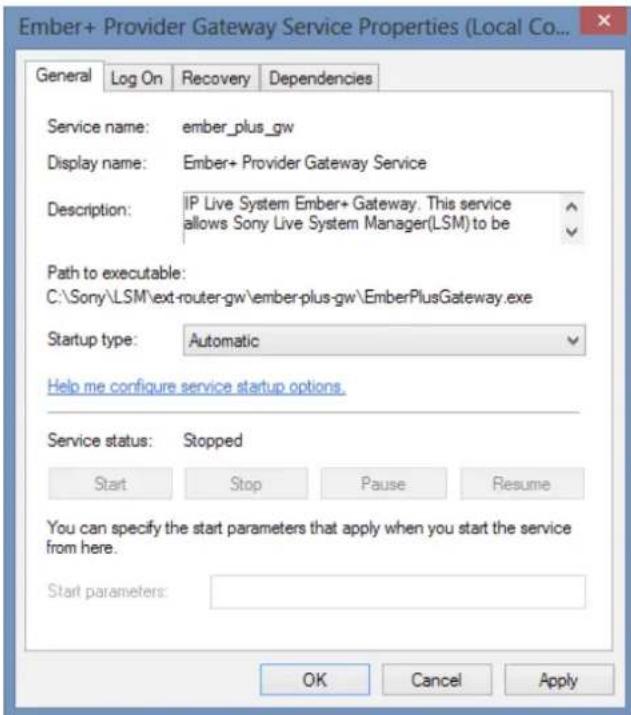 SONY PWS-110NM1 - Configuration du service de passerelle du fournisseur Ember+ - 2