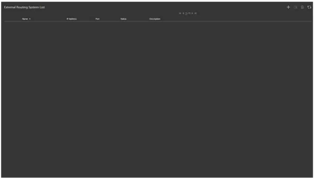 External Routing System List Name 1 IP Address Port Status Description H : 2 / T : N