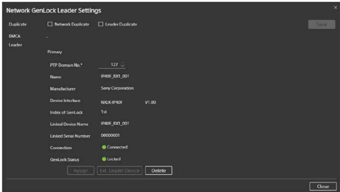 SONY PWS-100NM1 - Boîte de dialogue [Network GenLock Leader Settings] - 1