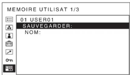 SONY PVM-2551MD - Appuyez sur le bouton + ou – pour sélectionner le numéro de la mémoire dans le menu MEMOIRE UTILISAT, puis appuyez sur le bouton ENTER. - 1