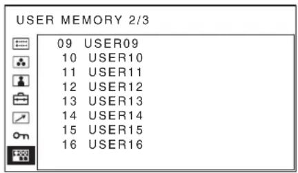 SONY PVM-2551MD - USER MEMORY menu - 2