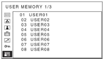 SONY PVM-2551MD - USER MEMORY menu - 1