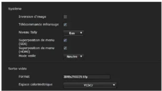 SONY SRG-X402 - Onglet Installation - 1