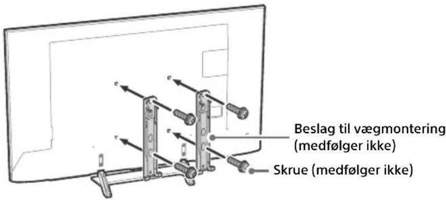 SONY FW-75XE8501 - Monter beslaget til vægophæng (medfølger ikke) med skruerne (medfølger ikke). KD-75/65/55XE90xx, FW-75/65/55XE90xx - 1