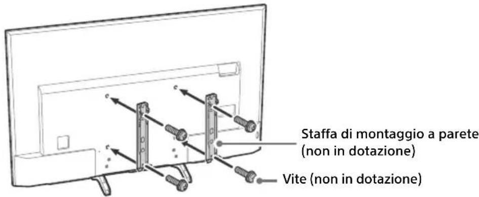 SONY FW-75XE8501 - Fissare saldamente la staffa di montaggio a parete (non in dotazione) al TV con apposite viti (non in dotazione). - 2