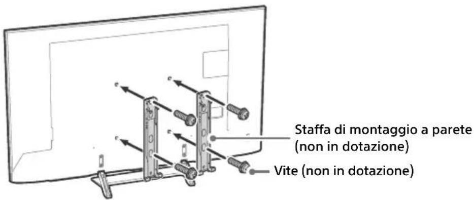 SONY FW-75XE8501 - Fissare saldamente la staffa di montaggio a parete (non in dotazione) al TV con apposite viti (non in dotazione). - 1