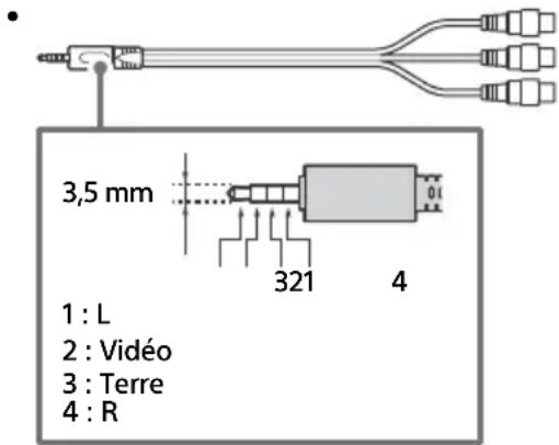 3,5 mm 1 : L 2 : Vidéo 3 : Terre 4 : R