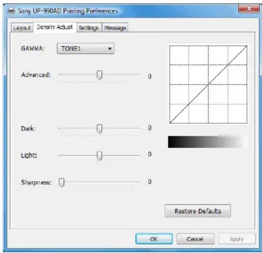 SONY UP-970AD - Restore Defaults - 1