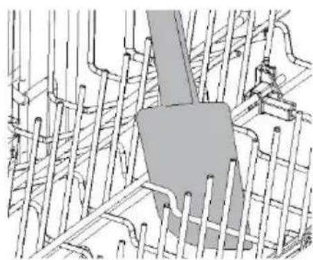Technical line drawing of a mechanical assembly with pipes and structural elements (no text or symbols)