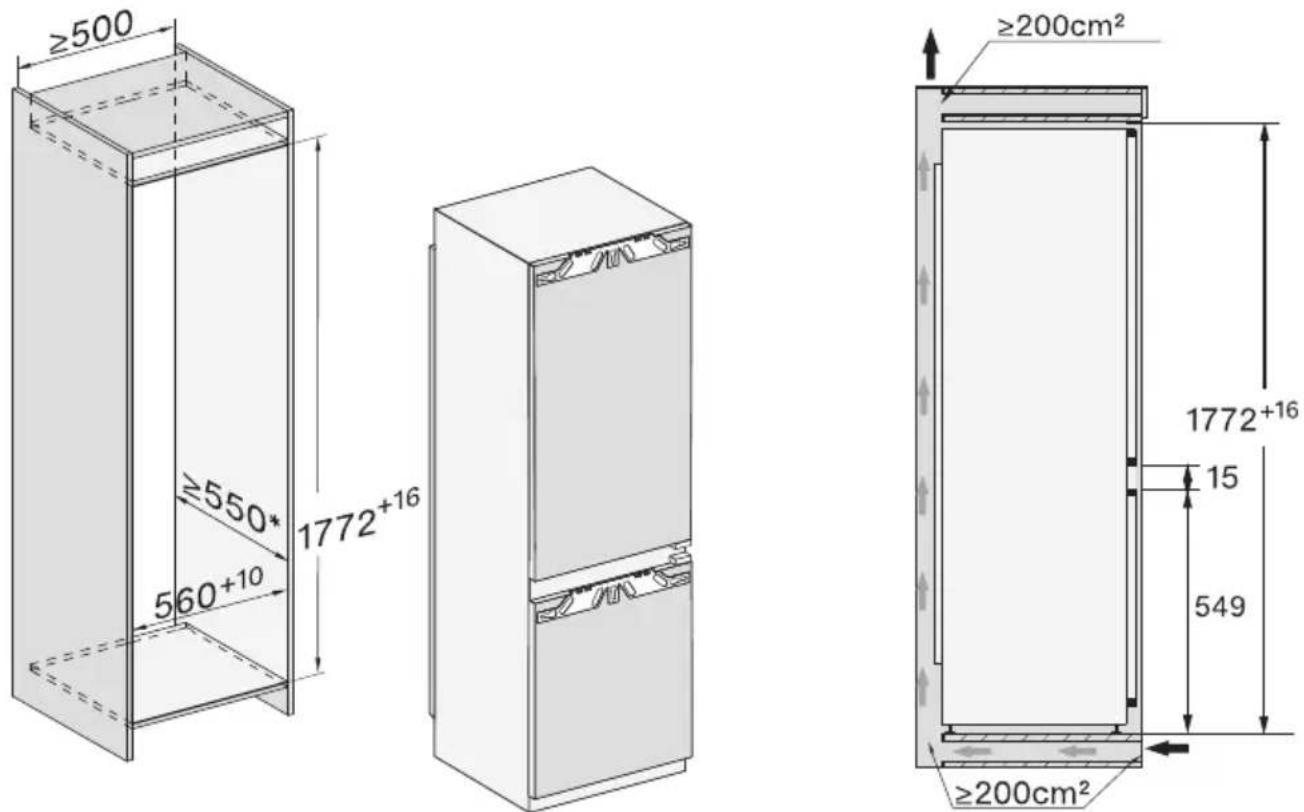 MIELE KF 7742 C - Encastrement dans un meuble haut/ Vue latérale - 1