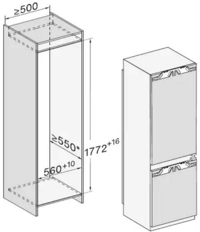 MIELE KFN 7744 D - Encastrement dans un meuble haut/ Vue latérale - 1