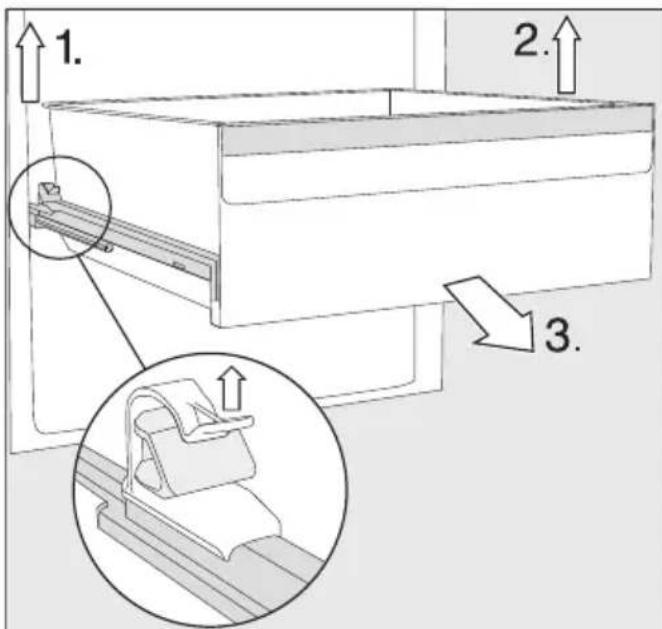 MIELE KFN 7774 C - Retirer les tiroirs de la zone de réfrigération - 1