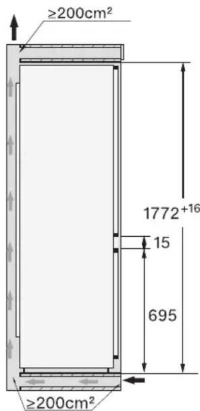 MIELE KFN 7774 C - Encastrement dans un meuble haut/Vue latérale - 2