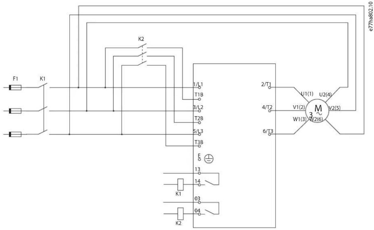 F1 K1 K2 1/L1 T1B 3/L2 T2B 5/L3 T3B E 13 14 03 04 K1 K2 2/T1 U1(1) U2(4) V1(2) V2(5) W1(3) W2(6) e77ha802.10