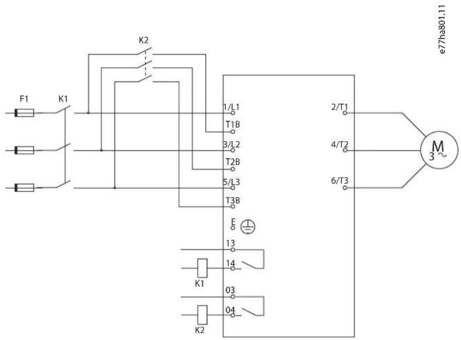 e77ha801.11 F1 K1 K2 1/L1 T1B 3/L2 T2B 5/L3 T3B E 13 14 K1 03 04 K2